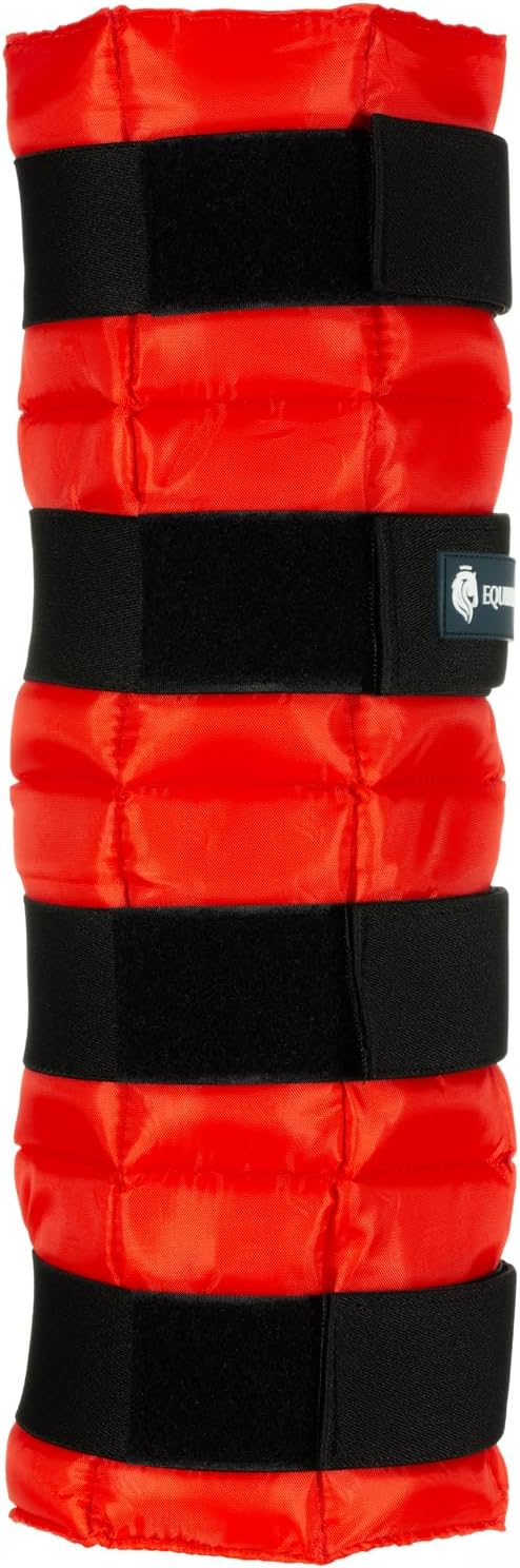 Equinavia Cool Relief Therapy Ice Boots Leg Wraps Pair for Horses, Gel Pack with Adjustable Straps | 16.5" x 15.5" with Storage Bag - Red - Pair - One Size