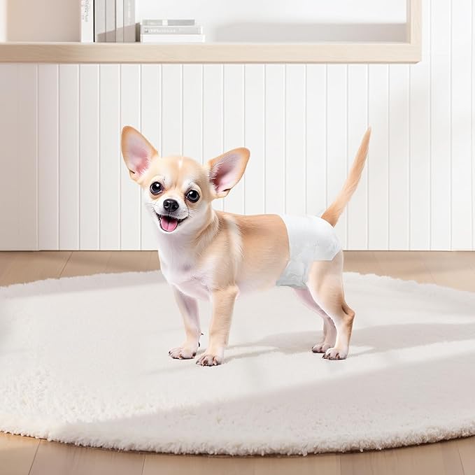 VEVOR Disposable Dog Diapers, Super Absorbent Female Dog Diapers, 360° Leak-Proof Female Doggy Pet Diaper with Wetness Indicator for Heat Period, Training, Incontinence - M, 96 Count (2 Packs of 48)