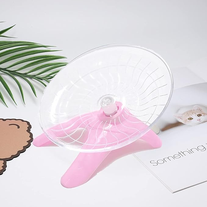 Hamster Flying Saucer Silent Running Exercise Wheel for Hamsters, Gerbils, Mice,Hedgehog and Other Small Pets Silent Running Wheel Hamster Wheel (Pink)
