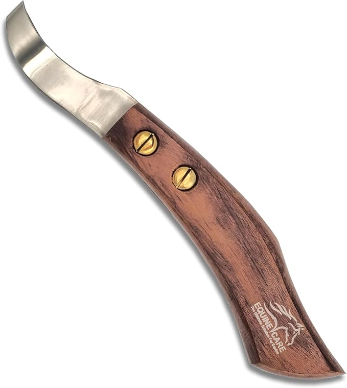 Equine Care Double-Edged J2 Stainless Steel Hoof Trimming Loop Knife with Wooden Handle - Versatile Farrier Tool for Horse & Cow Hoof Care, Ideal for Farriers & Horse Owners.