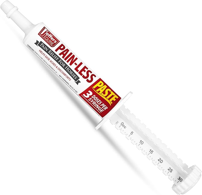 Jeffers Equine Pain-Less Paste for Horses – 30cc Easy Dose Syringe – Support Healthy Inflammatory Response, Comfort – Devil’s Claw, Yucca, and Vitamin B-12 – Gentle on Stomach – Made in The USA