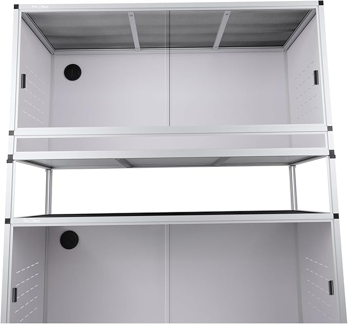 Stackable PVC Reptile Enclosure 40''x16''x16'' ToxiRium Space Efficient Large Reptile Tanks 44 Gallons for Bearded Dragon Gecko Lizard Snake, Wide Vivarium with Sliding Doors Lock-2pcs with spacers