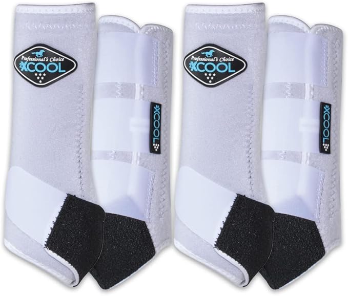 Professional's Choice 2XCOOL Sports Medicine Horse Boots | Protective & Breathable Design for Ultimate Comfort & Durability in Active Horses | Value 4 Pack | Large White