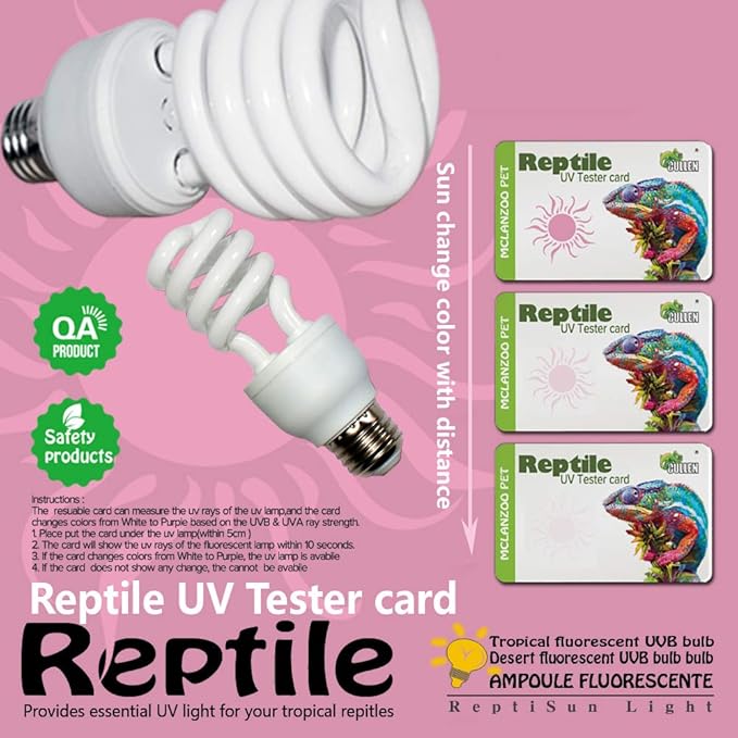 UVA UVB Light Reptile Bulb 10.0 26W Desert Reptile UVB Light Bulb for Bearded Dragon, Lizard, Tortoise, Snake, Gecko,Compact Fluorescent Terrarium Lamp with UV Tester Card
