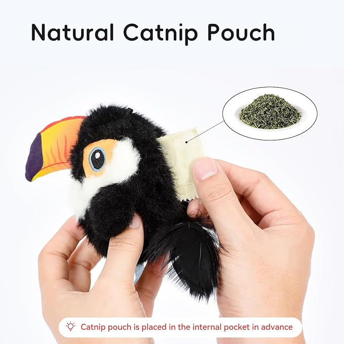 Petgravity Flapping Bird Cat Toy, Lifelike Chirp Tweet Kitten Toy, Rechargeable Touch Activated Cat Toy Interactive Catnip Toy Exercise Toys for All Breeds 5.1" (Gray)