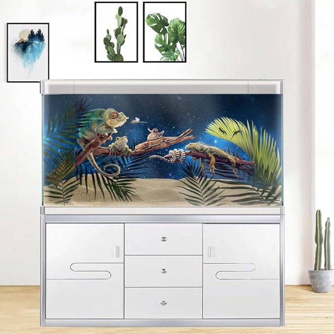 30X12IN Starry Aquarium Background, Art Starry Fish Tank Decorations Background, with 8 EVA Double-Sided Tape