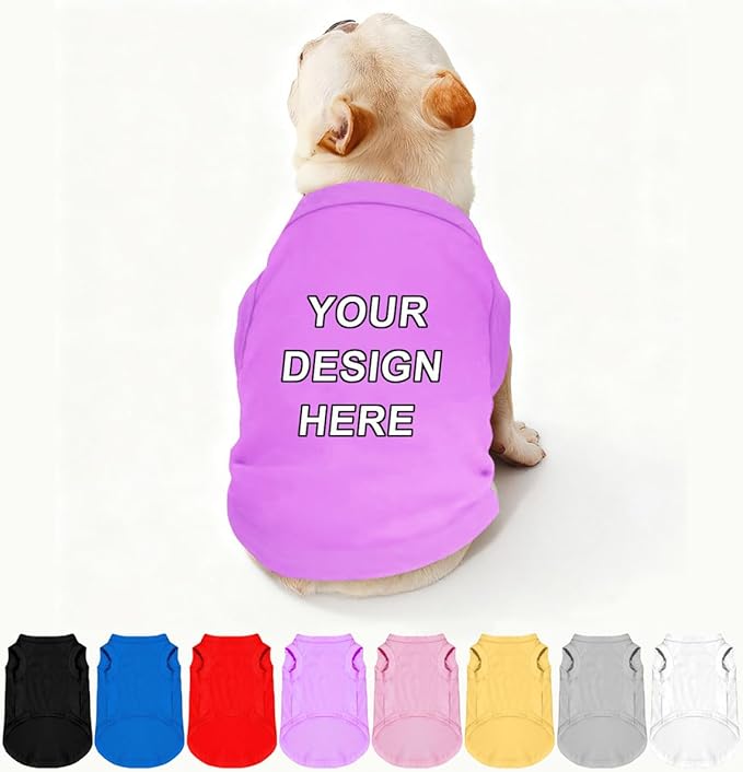 Customized Dog Shirt Custom Pet Clothes T Shirts for Small to Large Dogs Design Image Logo Text Outfits for Puppy Cat Personalized Breathable Sleeveless Pullover Light-Purple, 3XL