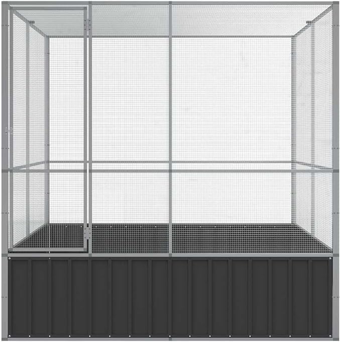 Outdoor Aviary Bird Cage, Galvanized Steel Outside Ample Activity Space Birdcage, 83.1"x81.5"x83.5", -260