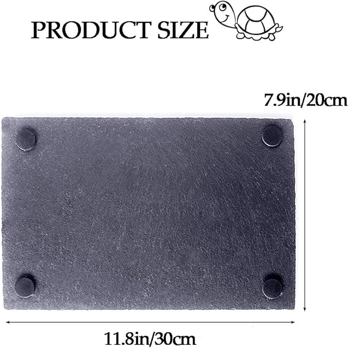 kathson Reptile Basking Platform (7.9 x 11.8 inches), Natural Rock Plate Turtle Food Bowl Feeding Dish Resting Terrace Habitat Decor for Tortoise Turtle Lizard Bearded Dragon Crested Gecko Snake