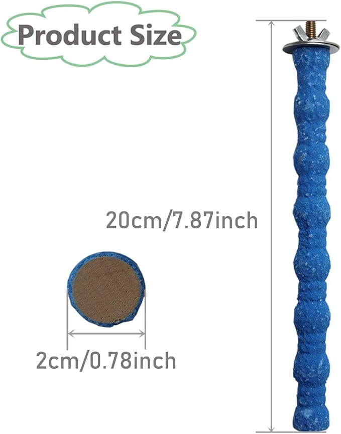 kathson 3PCS Bird Perch Parrot Stand Cage Accessories Natural Wooden Stick Paw Grinding Rough-surfaced Chew Toy for Cockatiels Cockatoo Lorikeet Conure Parakeet (Random Color,7.87inch)