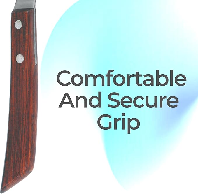 7 Inch Swiss Hoof Knife Double Edged – Stainless Steel Curved Blade Farrier Tool with Round Wooden Grip, Multipurpose Hoof Trimming Knife for Livestock.