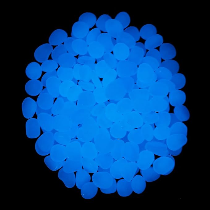 Oubest Fish Tank Rocks Glow Blue/Glow in The Dark Pebbles for Garden/Fish Tank/Aquarium/Plant Pots/Bonsai Walkway/Driveway 100pcs
