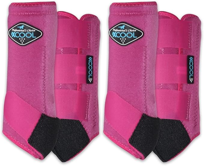 Professional's Choice 2XCOOL Sports Medicine Horse Boots | Protective & Breathable Design for Ultimate Comfort & Durability in Active Horses | Value 4 Pack | Large Raspberry