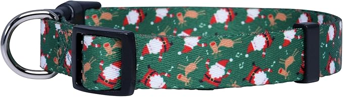 Native Pup Christmas Dog Collar- Winter Holiday Collars for Pets- Xmas Gift for Puppy- Santa, Reindeer, Snowman, Candy Cane, Red Green- Girl Boy- Small, Medium, Large Breeds (Santa & Reindeer, Small)
