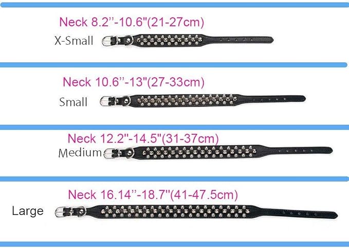 Spiked Dog Collar Soft Pu Leather Mushrooms Rivet Spike Studded Puppy Adjustable Pet Collars for Small Breeds (L, Black)