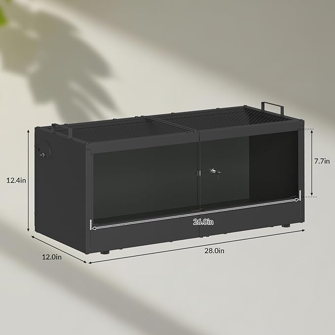 YBING 20 Gallon Reptile Terrarium - Bearded Dragon Tank with Glass Door, Front Opening Reptile Tank 28" x 12"x 12", Metal Frame, Terrarium Habitat for Geckos, Lizard, Snakes, Turtles
