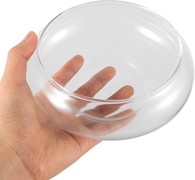 GANAZONO Clear Fish Bowl Vase Bubble Bowl Round Shallow Planter Glass Hydroponic Planter Floral Container for Table Centerpiece Wedding Event 15cm