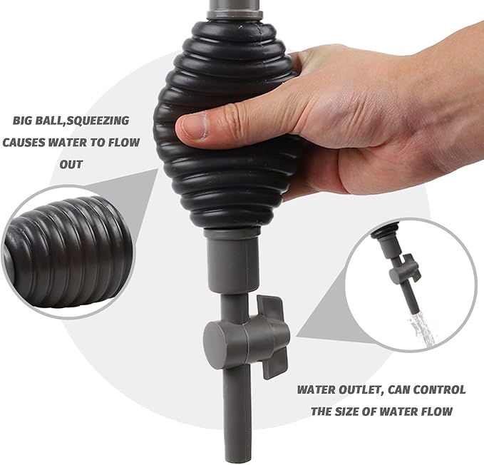 Aquarium Gravel Cleaner Siphon Vacuum, manually Operated Water Changer kit and Cleaning Tools