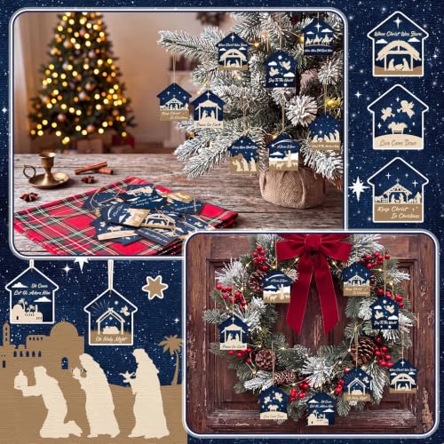 60 Pcs Christmas Ornaments Nativity Scene Wooden (60 Count)