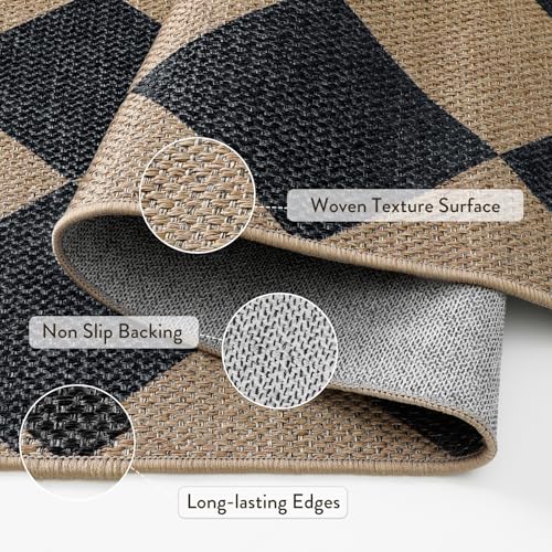 Checkered Easy Jute 9x12 Patio Rug (108 Sq Ft)