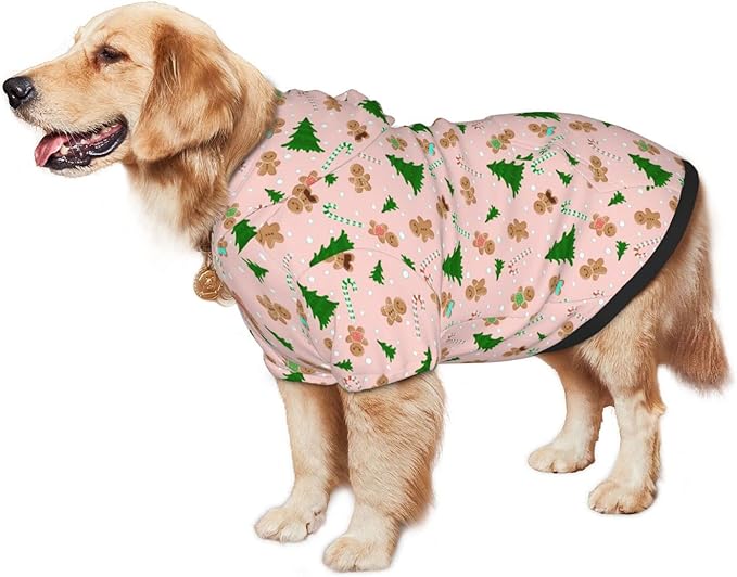 Christmas Gingerbread Men Hoodie,Christmas Cosplay Dog Clothes with Pocket and Hat Winter Clothes Sweaters X-Large