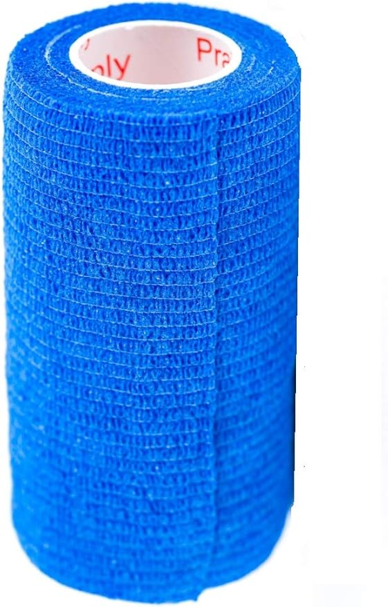 3 Inch Vet Wrap Tape Bulk (Blue) (Pack of 12) Self Adhesive Adherent Adhering Flex Bandage Grip Roll for Dog Cat Pet Horse