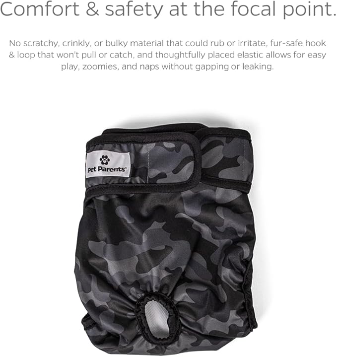 Pet Parents® Washable Dog Diapers (3pack) + Extendrs® of Durable Doggie Diapers, Premium Dog Diapers Female & Male (Small, Camo)