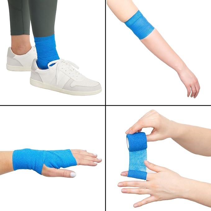 Juvale Cohesive Bandage Vet Wrap Rolls - Sprain & Strain Support Elastic Bandage & Vet Wrap for Dogs & Horses - Self-Adherent Dog Wound Care Tape - First Aid & Sports Tape - 12 Count, 4 in x 5 yd
