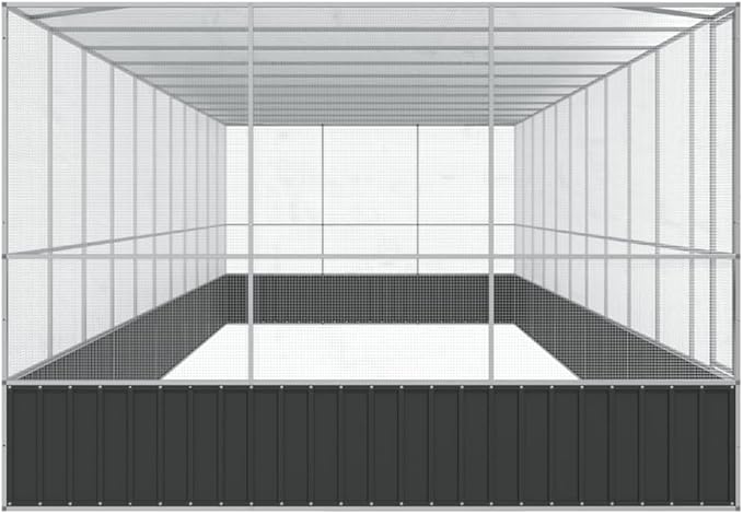 Large Bird Aviary with Extension, Outdoor Galvanized Steel Bird Cage, Galvanized Steel Outdoor Bird Aviary, Mesh Fence Bird House for Small Animals, 448.4"x120.9"x83.5"