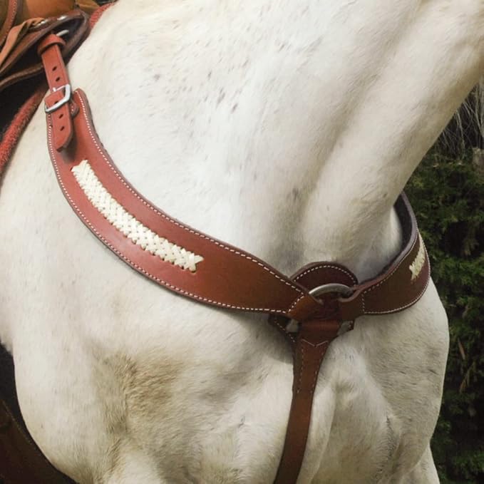 Western Horse Breast Collar - Hand-Tooled Leather Tack for Barrel Racing, Roping & Trail Riding - Durable Adjustable Fit - Rodeo & Show-Quality Equestrian Gear