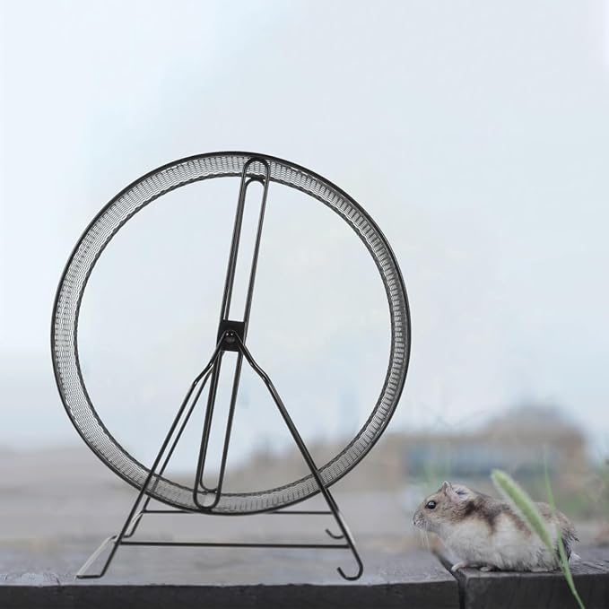 Mikikit Hamster Toys Hamster Wheel, Interesting Running Wheel Mesh Exercise Wheel Household Hedgehog Running Toy with Rack for s Gerbils Rat Small Pet Wheel