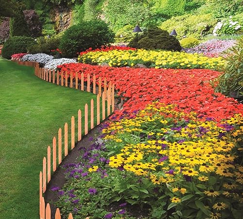 Cedar Wood Garden Picket Fence with Cedar Stake Installation System