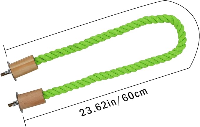 2 Pack Bird Hemp Rope Perch Swing, Bird Cage Stand Pole Accessories, Paw Grinding Standing Climbing Perch for Parrot, Parakeet, Budgies, Lovebirds(23.62"/60 cm)
