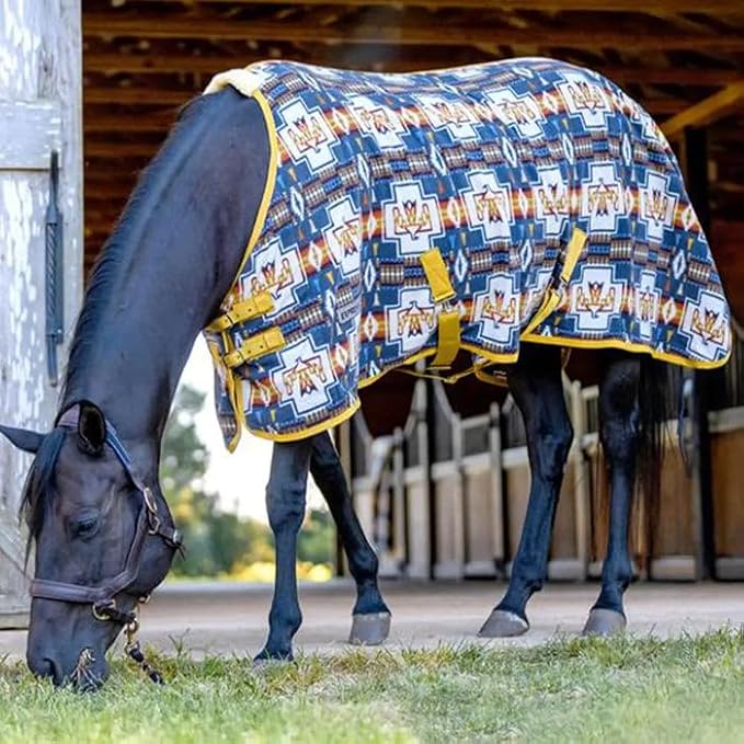 Jeffers Expression Standard Neck Fleece Cooler for Horses, 84"- Equine Towel Blanket, Moisture Absorbent, Light Weight, Best for Drying, Exercise, Bathing, Adjustable Belly Bands - Thunderbird