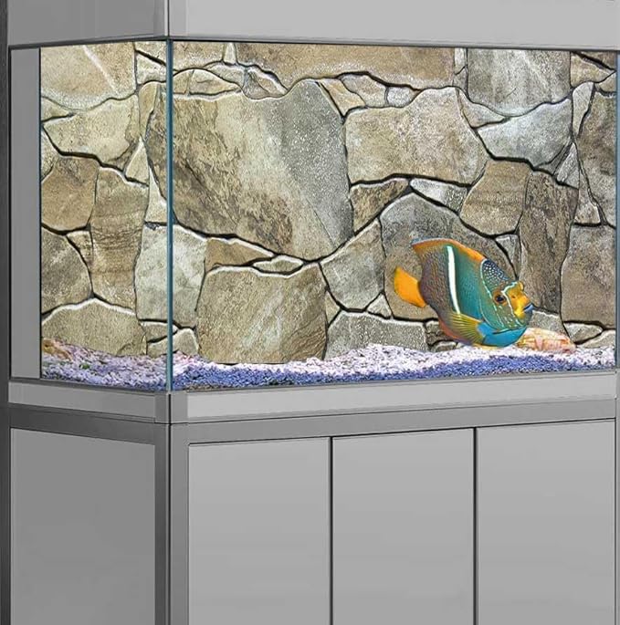 48X18IN Marble Aquarium Background, Art Marble Aquarium Background, Natural Marble Glass Terrarium Background with 8 EVA Double-Sided Tape