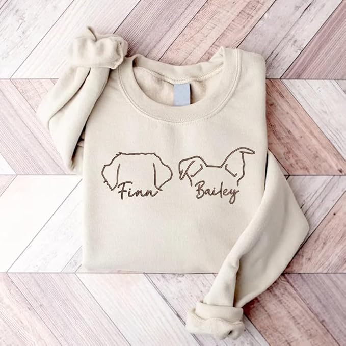 Personalized Embroidered Dog Hoodie, Personalised One-Line Dog Shirt, Unisex Embroidered Dog Hoodie, Dog Lovers Gifts