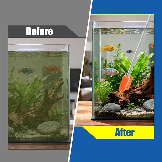 Small Glass Aguarium Cleaning Tool Algae Scraper for Acrylic Aquariums Fish Tank Cleaner Brush (Longer Size)
