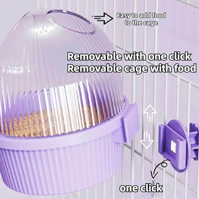 Bird Feeder for Cage – No Mess Feeder & Water Dispenser, Easy to Install and Clean, Semi-Enclosed Design Prevents Splashing (Purple)
