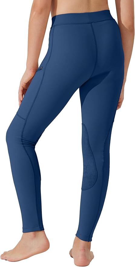 Willit Girls Horse Riding Pants Tights Kids Equestrian Breeches Knee-Patch Youth Schooling Tights Zipper Pockets