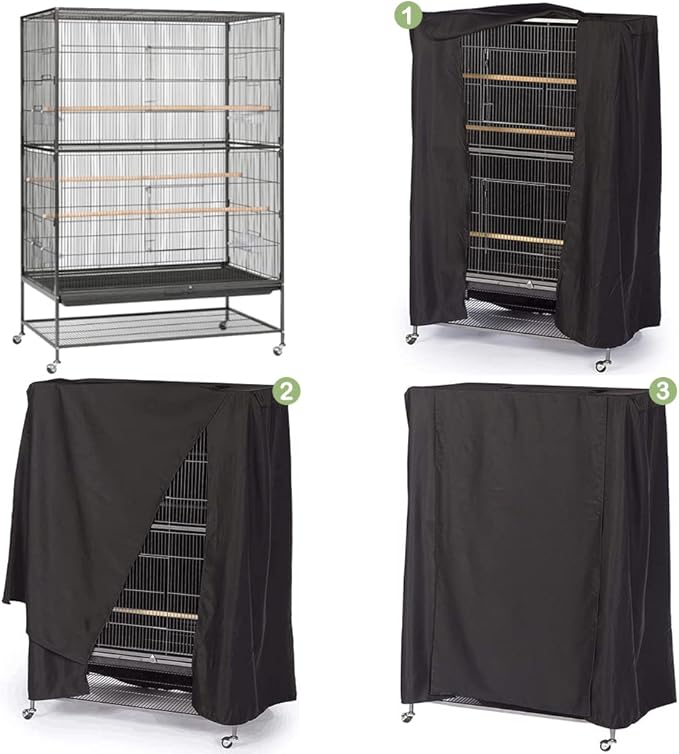 Extra Large Bird Cage Cover Breathable Waterproof Material Universal Black-Out Bird Parrot Cover Good Night Birdcage Cover Sleep Helper for Parrots Parakeets Budgies Macaw (40x27x48in)