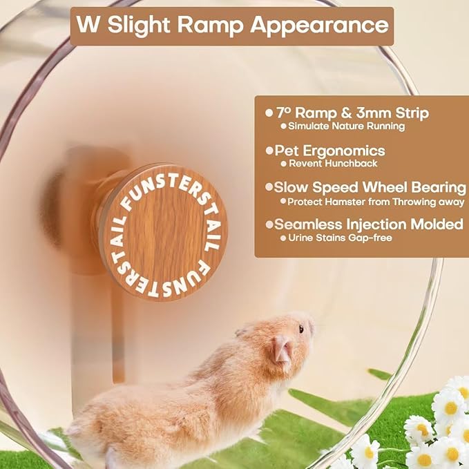 Super Silent Hamster Wheel 12 Inch, Magnetic Large Rat Wheel for Chinchilla, Gerbil, Guinea Pig, Cat, Mouse, Sugar Glider and Dwarf, Syrian Hamster Accessories (Wood Brown)