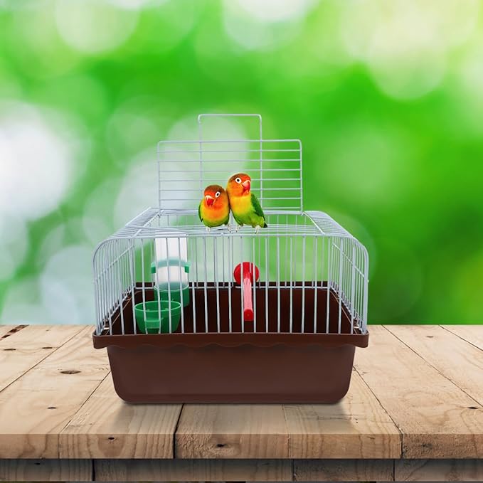 VANZACK Portable Birdcage Parrot Carrying Cage Parrot Bird Carrier Travel Portable Travel for s s for Parakeets s for Cockatiels Coffee Iron