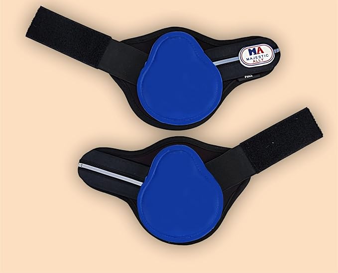 Majestic Ally Horse Leg Protection Fetlock and Tendon Boots Set, PU Shell, Neoprene Lining, Hook and Loop Closures, Multiple Colors and Sizes