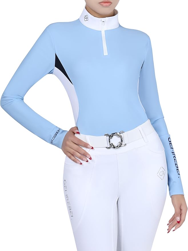 Women's Horse Riding Shirt Long Sleeve Top Comfortable Breathable Quick-Dry Horseback Riding Shirts Equestrian Women
