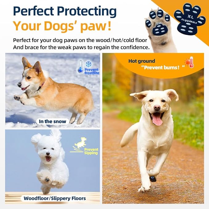 Dog Paw Protector Anti-Slip Pads,Toe Grips for Senior Dogs,Paw Grips Traction Pads for Slippery Hardwood Floors,Essentials for Senior Dogs,12 Sets (48 pcs) XXL Multicolor