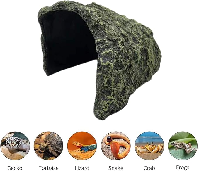 Oversize Reptile Hides and Caves Resin Aquarium Habitat Hideouts Large Hiding Cave Lizard Hiding Spot for Bearded Dragon Snakes Tortoise Aquarium Terrarium Hideaway