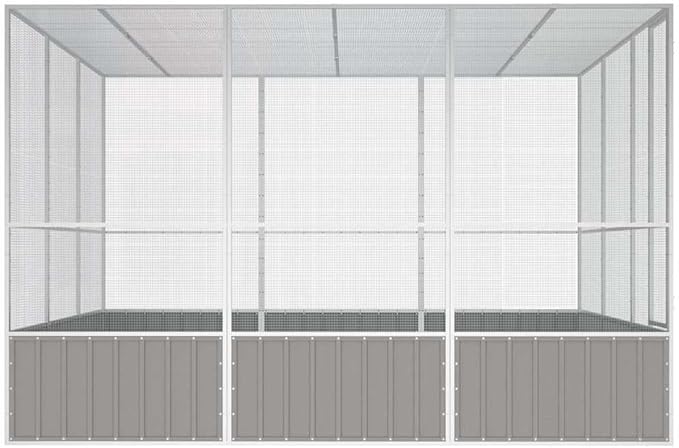 Metal Steel Large Bird Cage for Budgies, Pigeons, Galvanized Steel Birdcage Aviary House, 119.1"x127.8"x83.3", Gray,-573