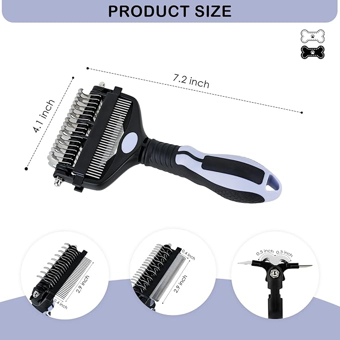3-IN-1 Pet Deshedding and Grooming Tool, Grooming Brush for Dogs and Cats with Undercoat Rake & Dematting Comb for Matted Fur Removal Long and Short Haired Dogs Cats