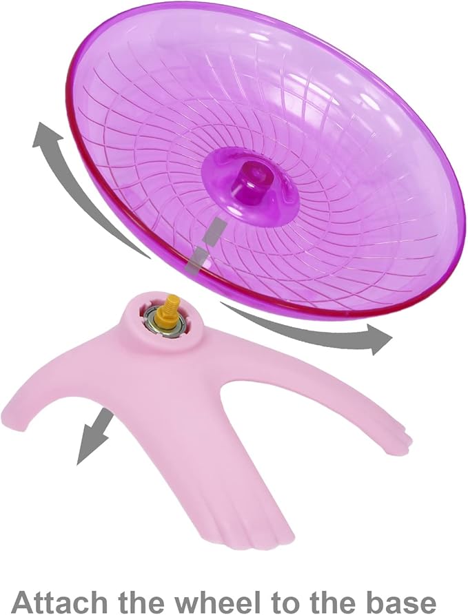 Hamster Flying Saucer Silent Running Exercise Wheel for Gerbil Rat Mouse Hedgehog Small Animals (Pink)