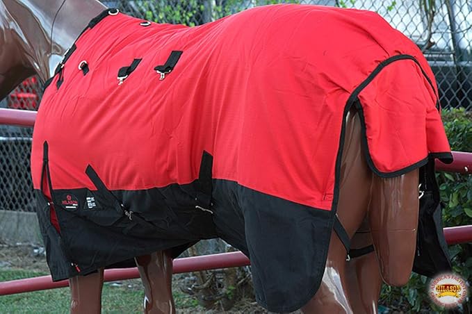 HILASON 1200D Winter Waterproof Poly Horse Turnout Blanket Belly Wrap Red | 75 in
